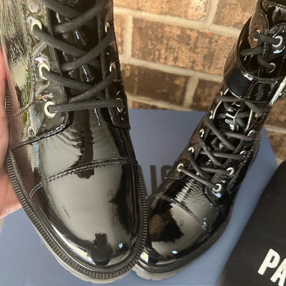 Paige Bailey Combat Boot Black Patent Leather size 8.5M - Picture 7 of 12